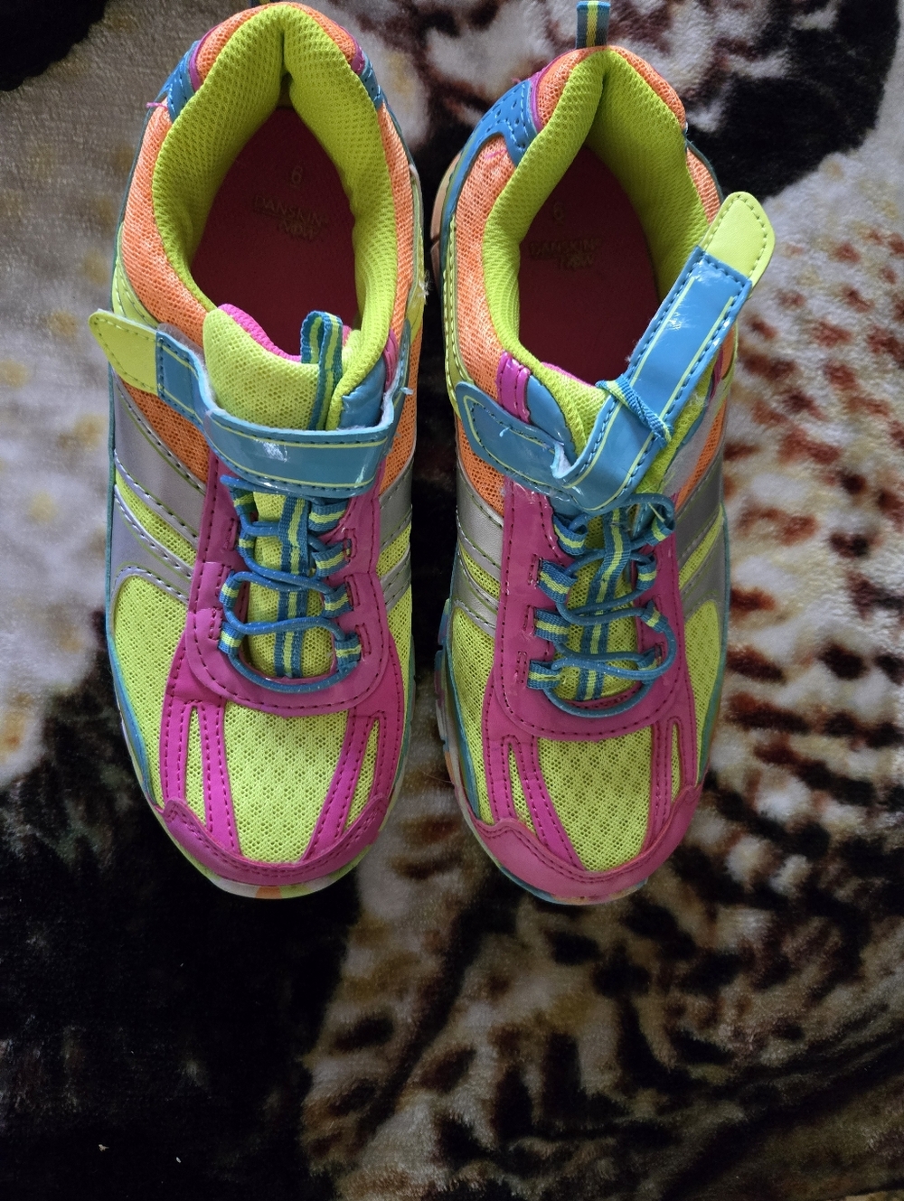 Womans Neon Multicolor Athletic Sneakers - Bright Pink & Lime